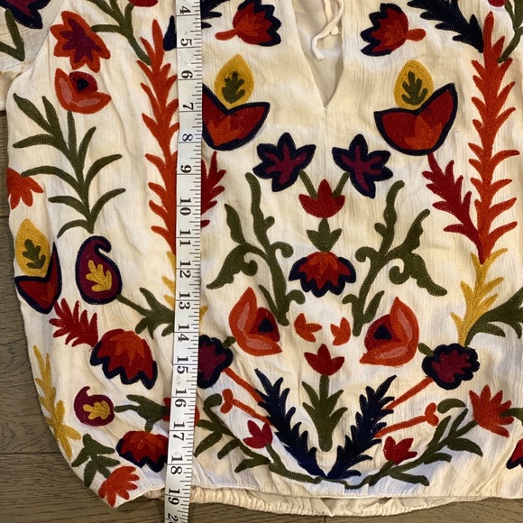 Off-Shoulder Embroidery Long Sleeve Peasant Top - Picture 6 of 7